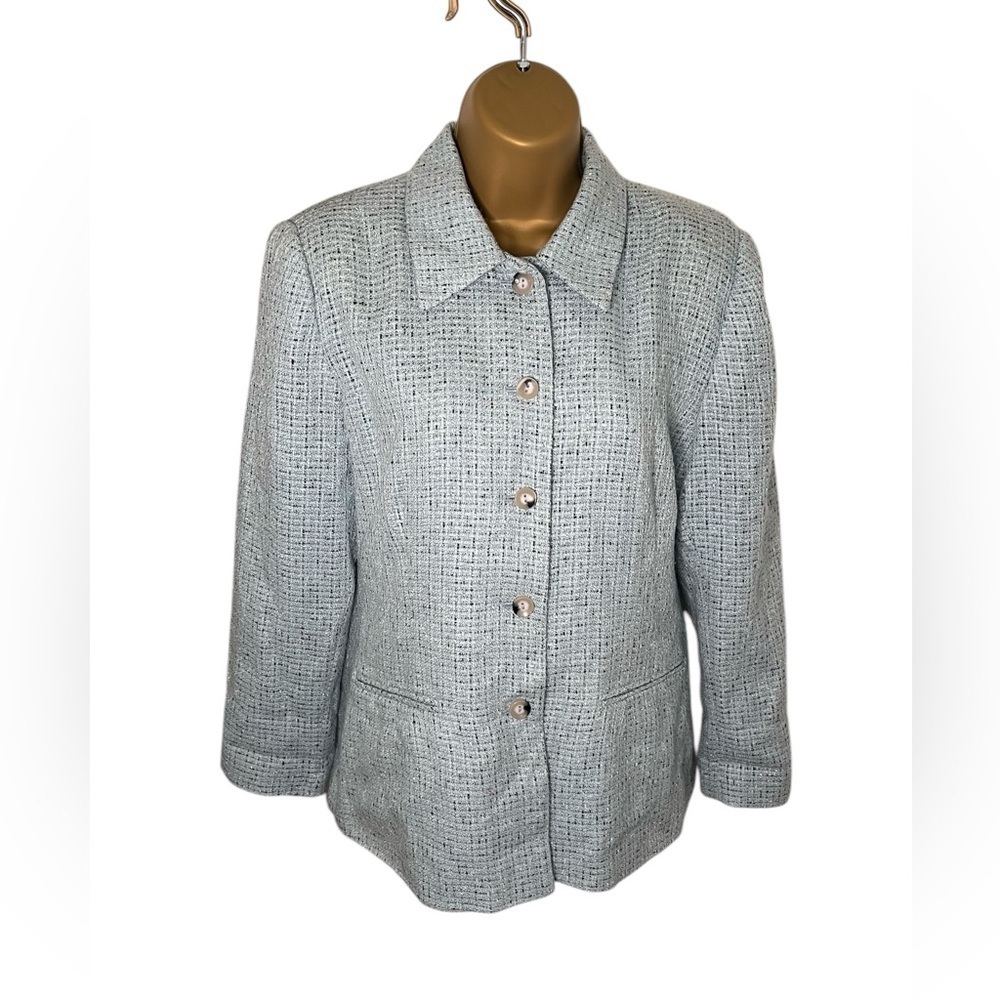 Vintage 90s Sag Harbor Tweed Blazer Light Blue Combo 10P